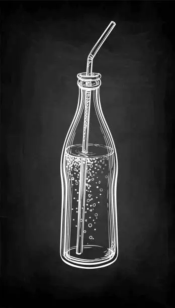 Vector illustration of Chalk sketch of soda bottle.