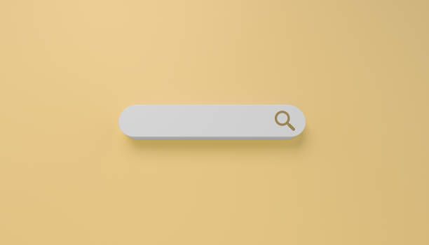 istock Minimal search bar in white on yellow background. web search concept. 1299591269