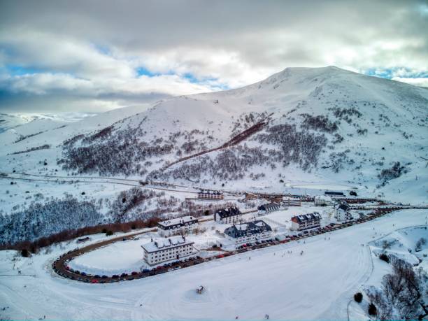 istock Aerial view of a snowy landscape 1299591318