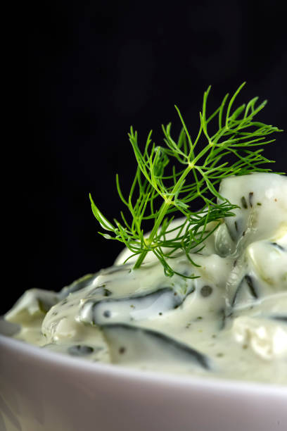 Cucumber yogurt salad with herbs