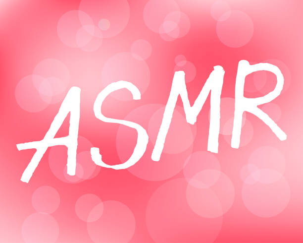 istock ASMR white handwritten lettering on pink bokeh background. Podcasting, broadcasting, online radio, interview. Podcast channel logo. Design for posters, T-shirts, banners, print invitations. 1299596630