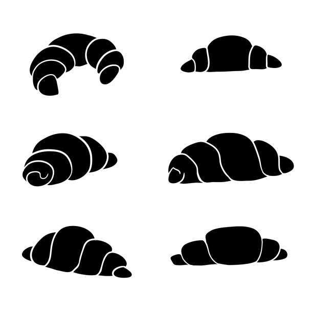 Croissant glyph icon. Crescent roll. Silhouette symbol. Negative space. Vector isolated illustration Croissant glyph icon. Crescent roll. Silhouette symbol. Negative space. Vector illustration bakery silhouettes stock illustrations