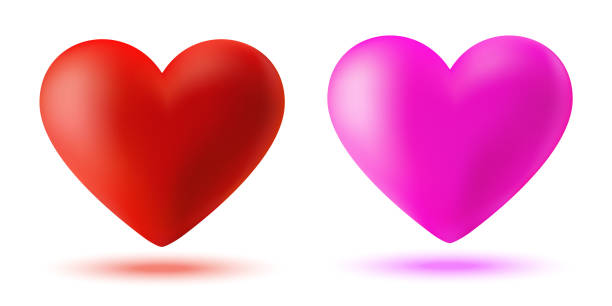 bildbanksillustrationer, clip art samt tecknat material och ikoner med 3d röd rosa hjärta ikonuppsättning. alla hjärtans dag kort. symbol för kärlek. valentine banner design element. vektorillustration. - heart