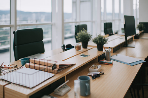 interior of co sharing office lot in day time