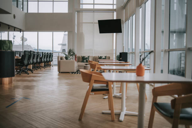 interior of co sharing office cafe area  lot in day time