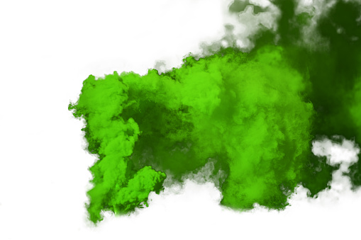 Abstract green smoke isolated on white background