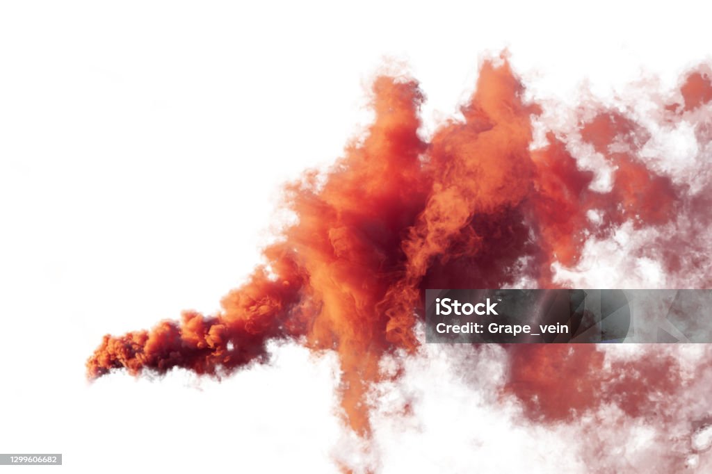 Red and orange smoke isolated on white background Abstract red and orange smoke isolated on white background Smoke - Physical Structure Stock Photo