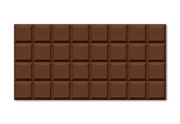 Realistic illustration of brown chocolate bar with rectangular slices. Realistic illustration of brown chocolate bar with rectangular slices. Vector illustration. chocolate bar stock illustrations