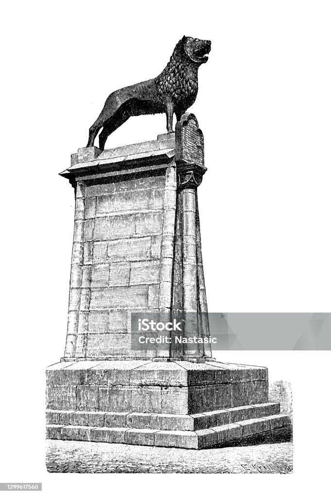 Monument of Henry the Lion, Brunswick Illustration of the original Brunswick Lion sculpture, built by Henry the Lion in 1166 as a sign of royal supremacy. In order to protect the original, a faithful replica of the original has stood on the Burgplatz since 1989. The original is in the Dankwarderode Castle. It is the most famous landmark of the city of Brunswick. Braunschweig stock illustration