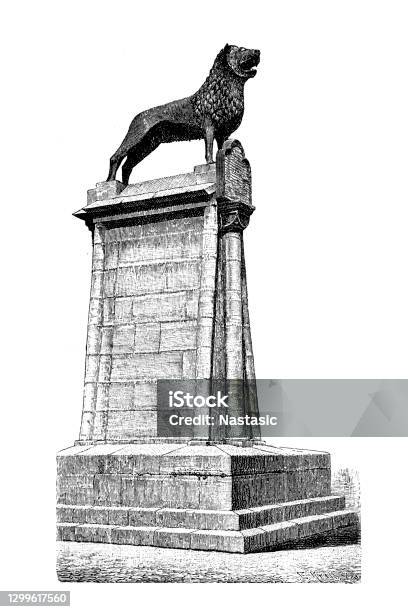 Monument Of Henry The Lion Brunswick Stock Illustration - Download Image Now - Braunschweig, Etching, Lion - Feline