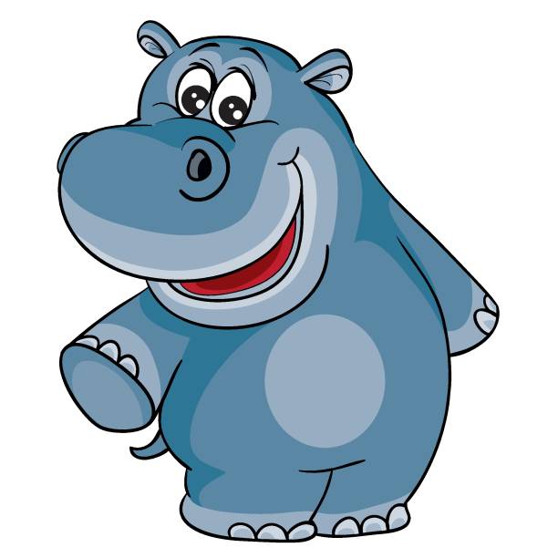 niedlichen Hippo-Charakter, Cartoon-Illustration, isoliertes Objekt auf weißem Hintergrund, Vektor-Illustration, – Vektorgrafik