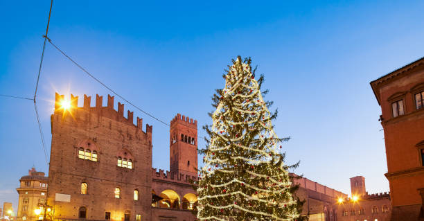 istock Christmas tree on Piazza del Nettuno in Bologna, Emilia-Romagna Italy 1299620895