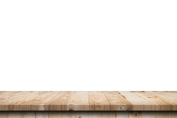 istock Empty wood table on isolate white background and display montage with copy space for product. 1299622264
