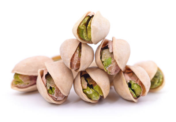 Bunch of pistachios in shell.