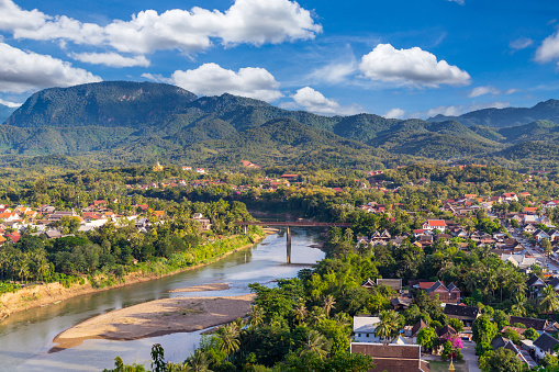 High Angle View beautiful landscape in luang prabang, Laos.