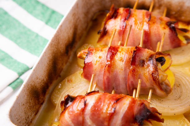 istock Roll with bacon and chicken backed in the oven 1299624157
