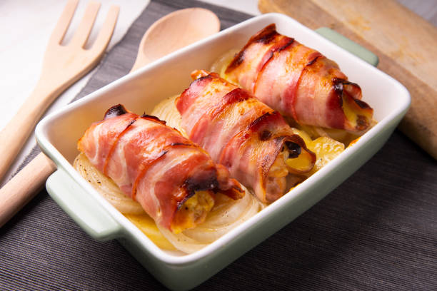istock Roll with bacon and chicken backed in the oven 1299624225