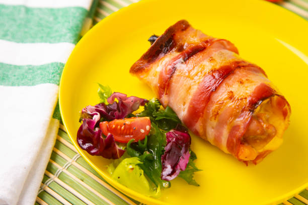 istock Roll with bacon and chicken backed in the oven 1299624228