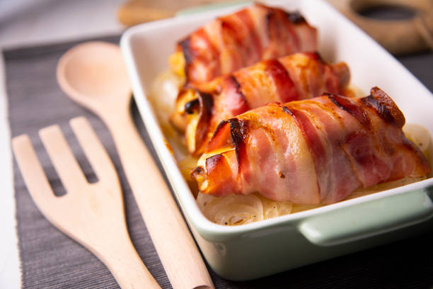 istock Roll with bacon and chicken backed in the oven 1299624235