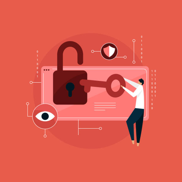 stockillustraties, clipart, cartoons en iconen met uitgegroeid tot een cyber security professional concept, data protection - coderen illustraties