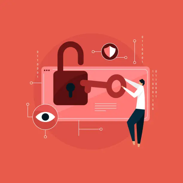 Vector illustration of become a cyber security professional concept, Data Protection