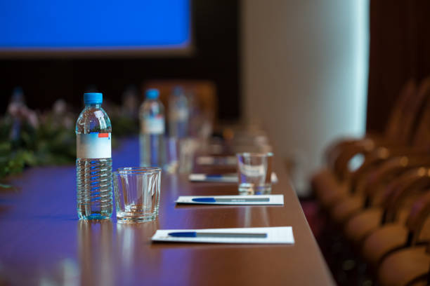 istock bottle water in conference hall 1299626789