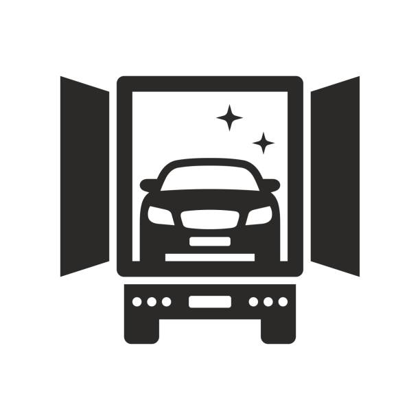 New car icon. Car delivery icon. Vector icon isolated on white background. ford truck black stock illustrations