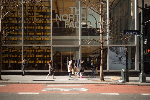 Manhattan, New York. January 28, 2021. The North Face store on fifth avenue in Midtown.