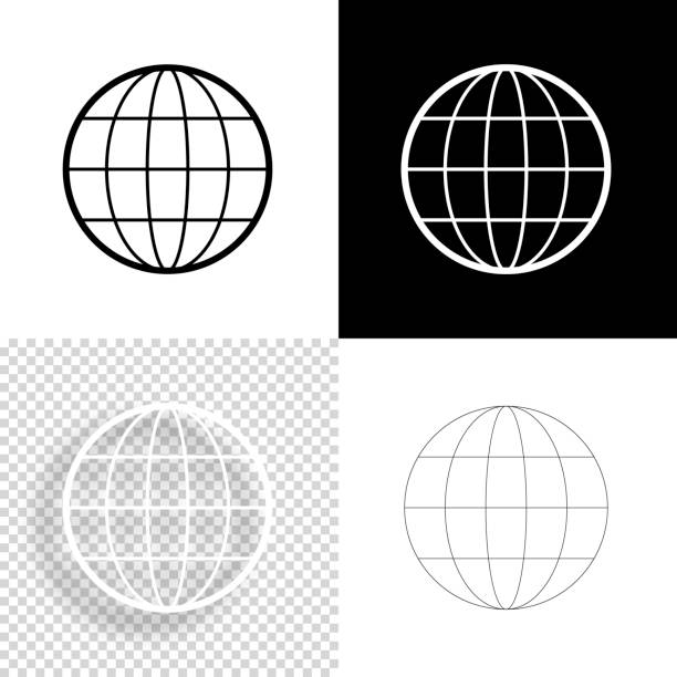 世界。デザイン用アイコン。空白、白、黒の背景 - ラインアイコン - the greenwich meridian点のイラスト素材／クリップアート素材／マンガ素材／アイコン素材