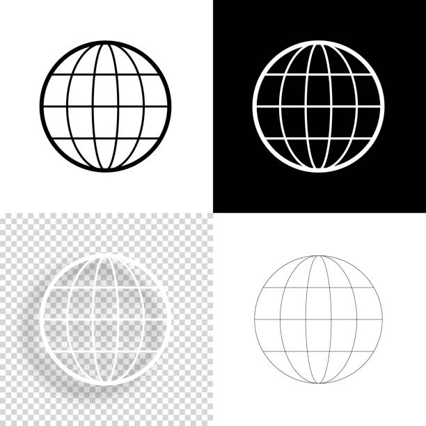 World. Icon for design. Blank, white and black backgrounds - Line icon Icon of "World" for your own design. Four icons with editable stroke included in the bundle: - One black icon on a white background. - One blank icon on a black background. - One white icon with shadow on a blank background (for easy change background or texture). - One line icon with only a thin black outline (in a line art style). The layers are named to facilitate your customization. Vector Illustration (EPS10, well layered and grouped). Easy to edit, manipulate, resize or colorize. And Jpeg file of different sizes. latitude stock illustrations