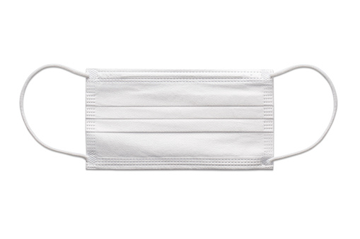 White surgical mask photographed directly above