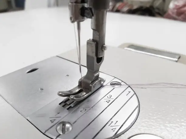 foot and needle of industrial straight-line sewing machine.