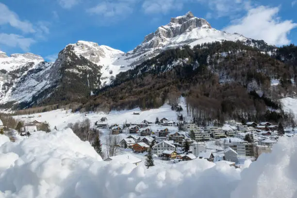 Winter view of the snowy Swiss ski resort of Engelberg