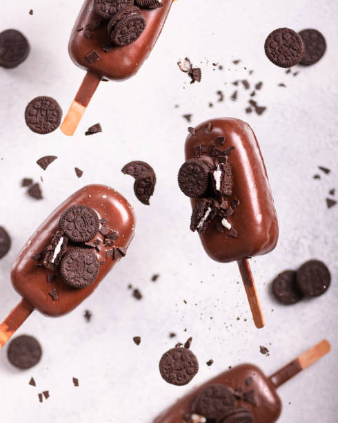 Popsicle ice cream cake with chocolate and cookies