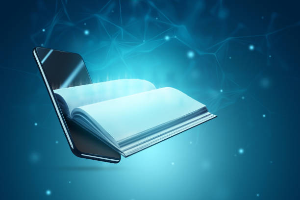 istock Online education application in a smartphone. Study by phone. Online book concept, e-books, e-education. 1299643951