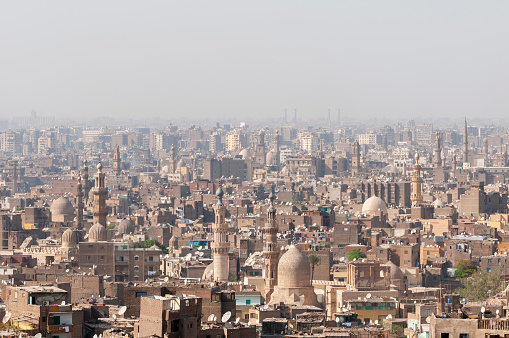 View of the densely populated city of Cairo, Egypt