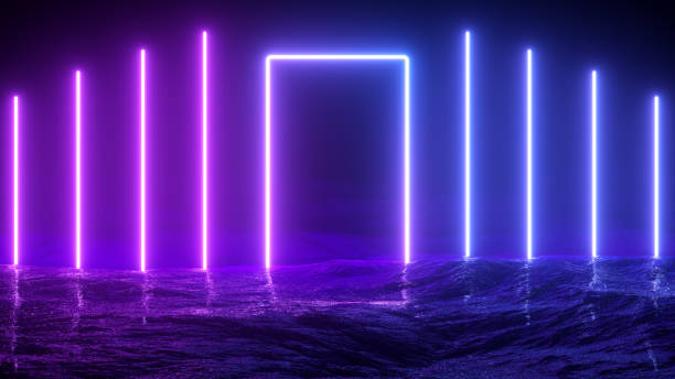 istock 3D Illustration. Futuristic sci-fi glowing neon lights. futuristic concept. 1299647830