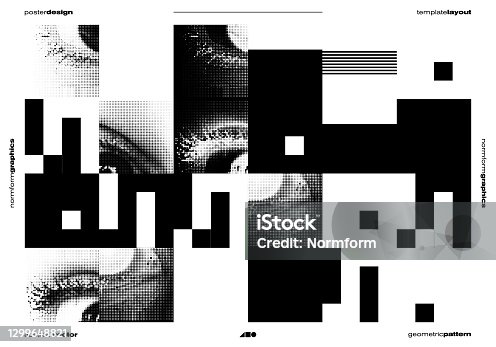 istock Abstract vector horizontal banner template with eyes transition effect 1299648821