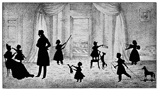 Family silhouette - Scanned Engraving