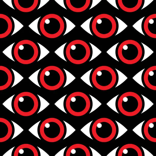 Vector illustration of Glaring Eyes Seamless Pattern