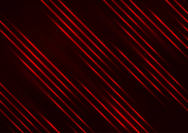 istock Glowing neon lines moving fast on a dark background. Red stripes and glittering ray traces on a dark background. Futuristic design. Vector 1299649888
