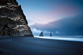 Beautiful Landscape of a Black Pebbles Beach