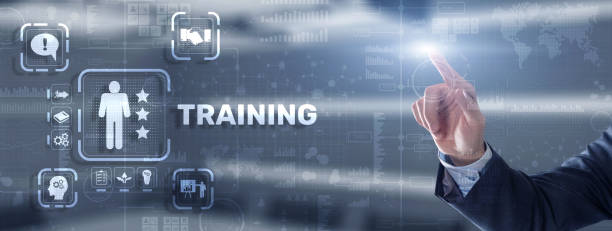 istock Trainning concept. Businessman pressing on touch screen interface inscription. 1299652887