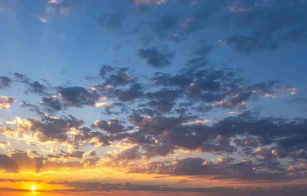 istock Aerial view dramatic sunset and sunrise sky nature background with white clouds 1299654214