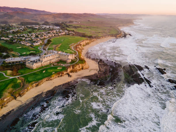 istock Aerial View of Half Moon Bay at Sunset 1299655056