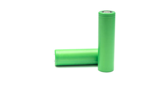 istock 18650 batteries isolated on white background. 1299655196