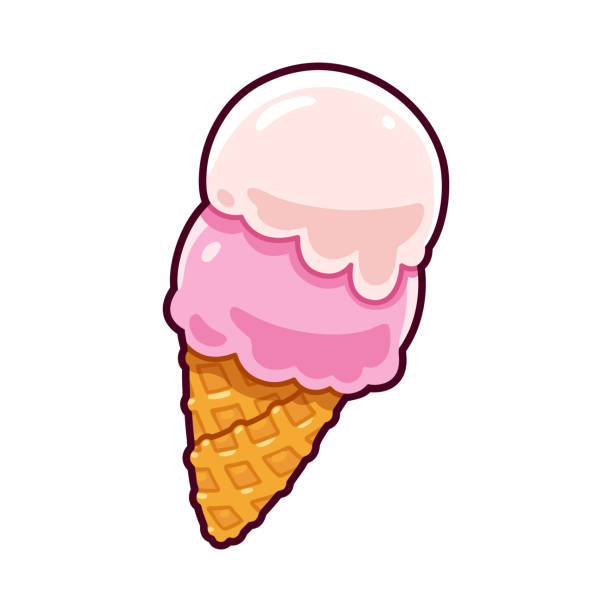 illustrazioni stock, clip art, cartoni animati e icone di tendenza di gelato a cartoni animati - cono