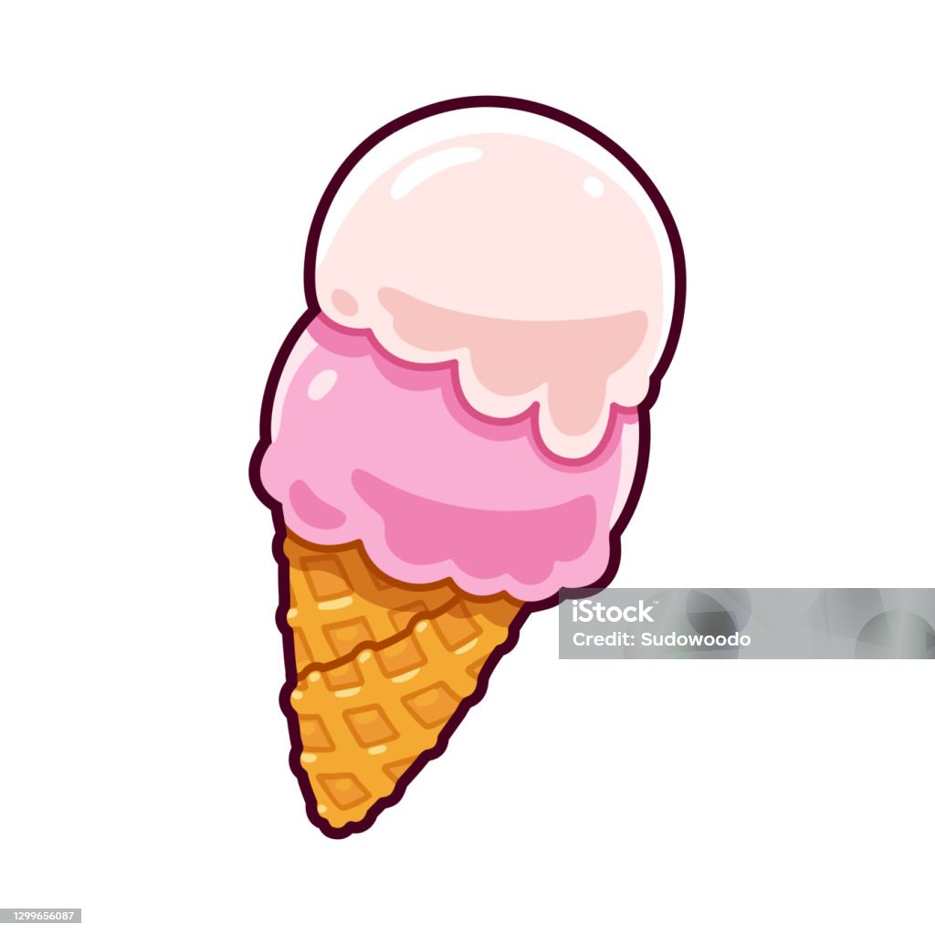 Cartoon Gelato Ice Cream Stock Illustration - Download Image Now - Ice Cream,  Serving Scoop, Ice Cream Cone - iStock