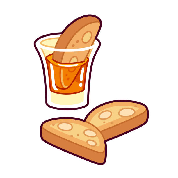 cantuccini und vin santo - biscotti stock-grafiken, -clipart, -cartoons und -symbole