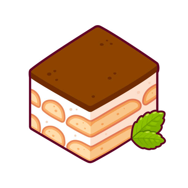 ilustrações, clipart, desenhos animados e ícones de ilustração de sobremesa tiramisu - biscotti italian culture cookie restaurant